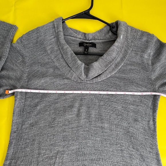 Jessica Simpson 3/4 Sleeve Asymmetrical Scoop Neck Tunic, Gray, Size S - Picture 6 of 8